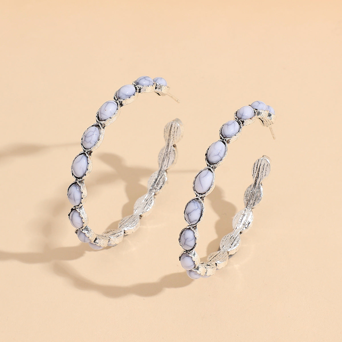 Turquoise Circle C- Shaped Earring