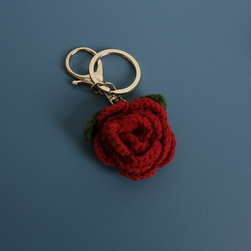 Knitted Flower Keychain