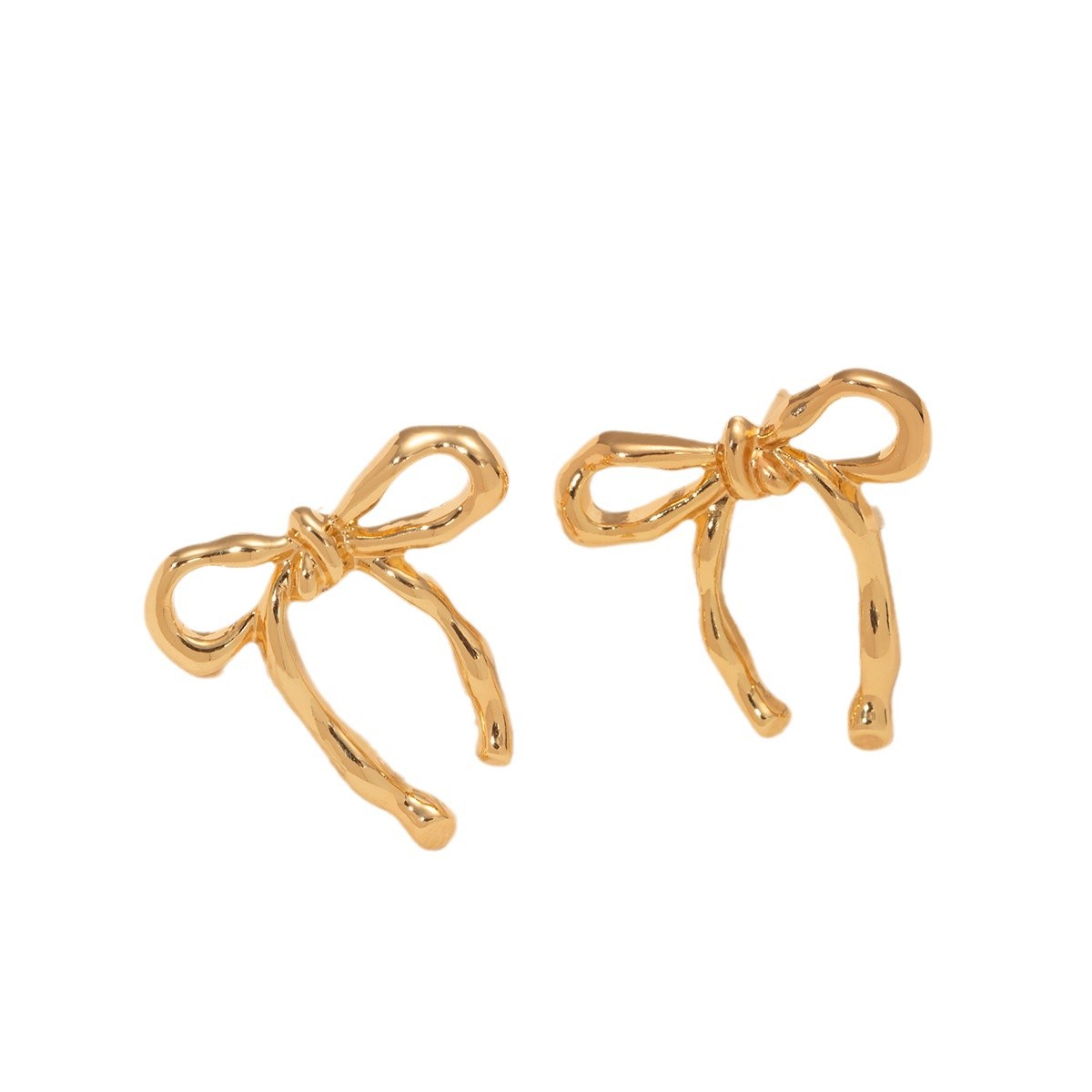 Gold Bow Stud Earrings