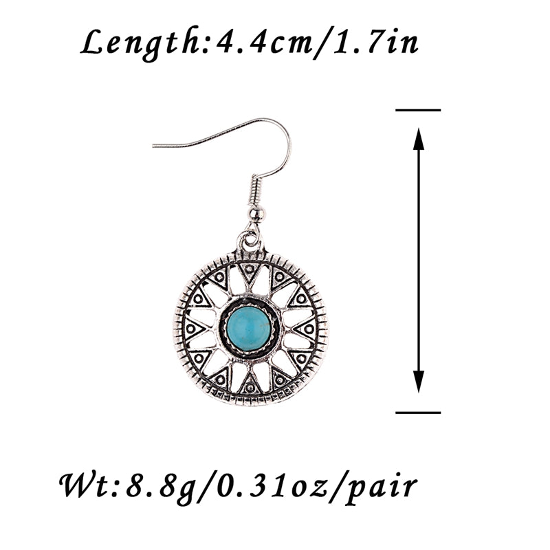 Round Turquoise Alloy Earrings