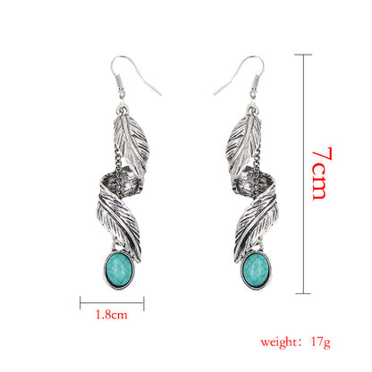 Turquoise Spiral Feather Earrings