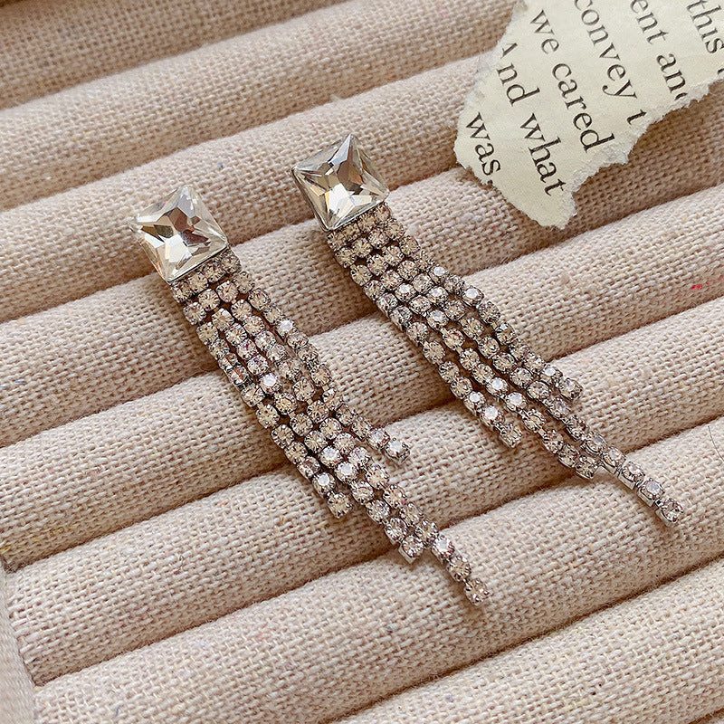 Sterling Silver Sparkling Tassel Earrings