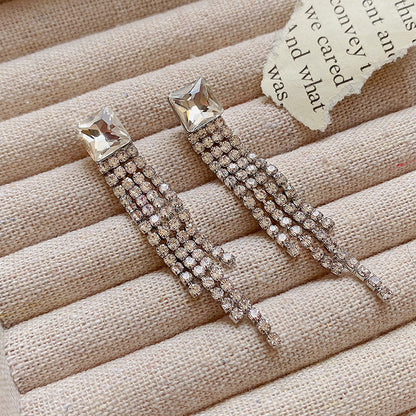 Sterling Silver Sparkling Tassel Earrings