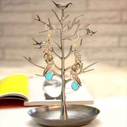 Turquoise Spiral Feather Earrings