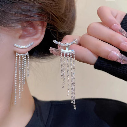 Sterling Silver Sparkling Tassel Earrings