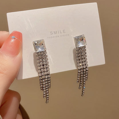 Sterling Silver Sparkling Tassel Earrings
