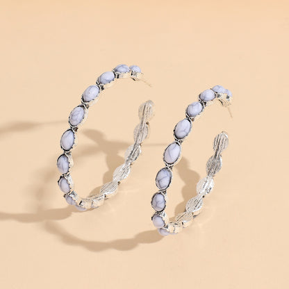Turquoise Circle C- Shaped  Earring