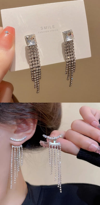 Sterling Silver Sparkling Tassel Earrings
