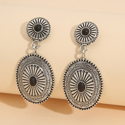 Turquoise Retro National Style Turquoise Pumpkin Flowers Eardrops