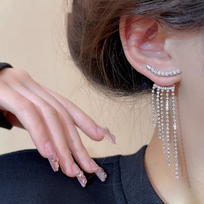 Sterling Silver Sparkling Tassel Earrings