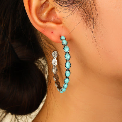 Turquoise Circle C- Shaped  Earring