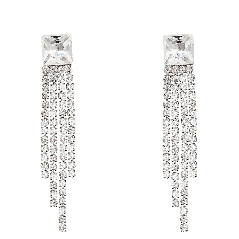 Sterling Silver Sparkling Tassel Earrings