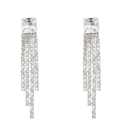 Sterling Silver Sparkling Tassel Earrings