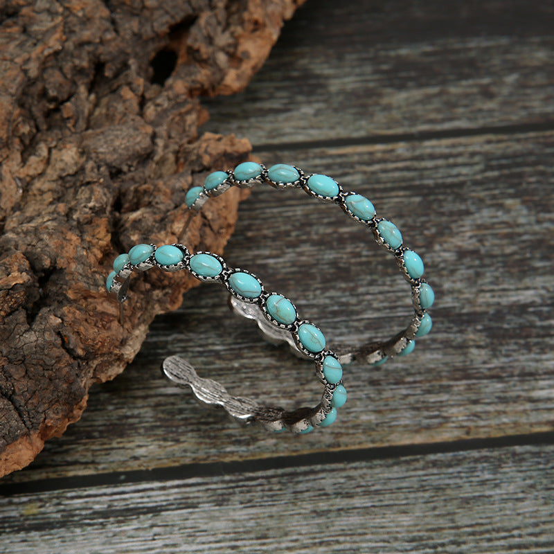 Turquoise Circle C- Shaped  Earring
