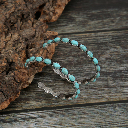 Turquoise Circle C- Shaped  Earring
