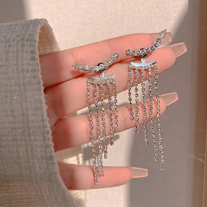 Sterling Silver Sparkling Tassel Earrings