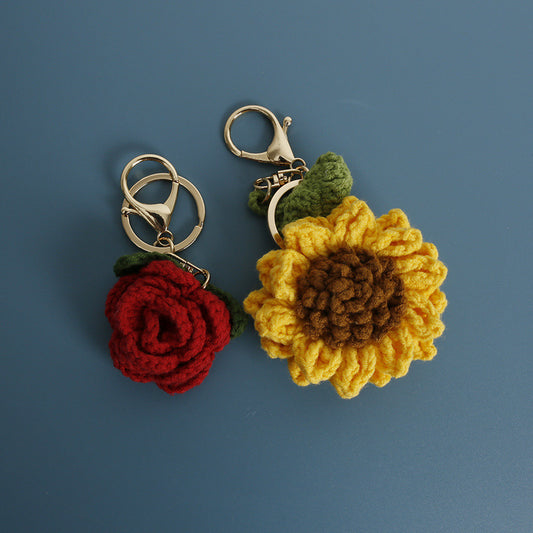 Knitted Flower Keychain