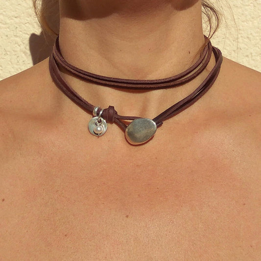 Boho Leather Choker Necklace