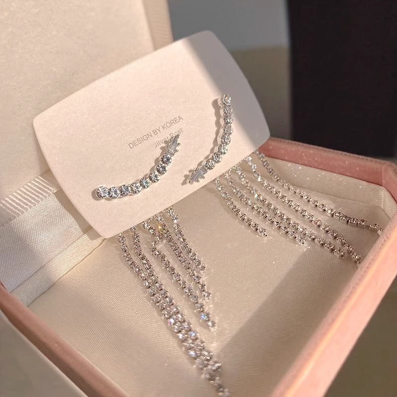 Sterling Silver Sparkling Tassel Earrings