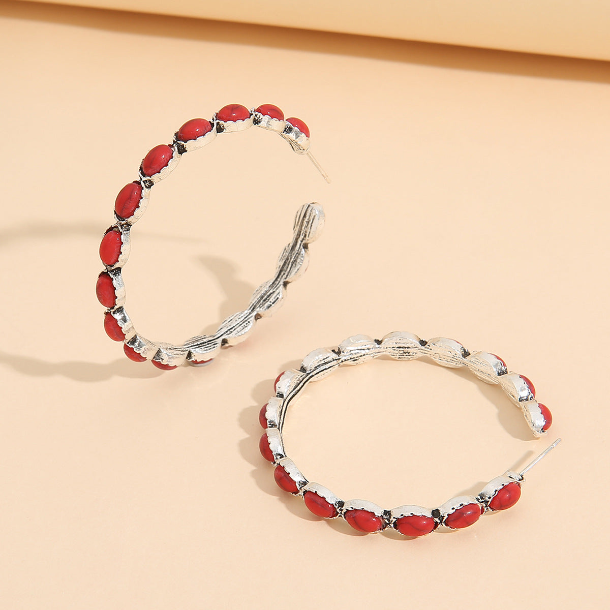 Turquoise Circle C- Shaped  Earring