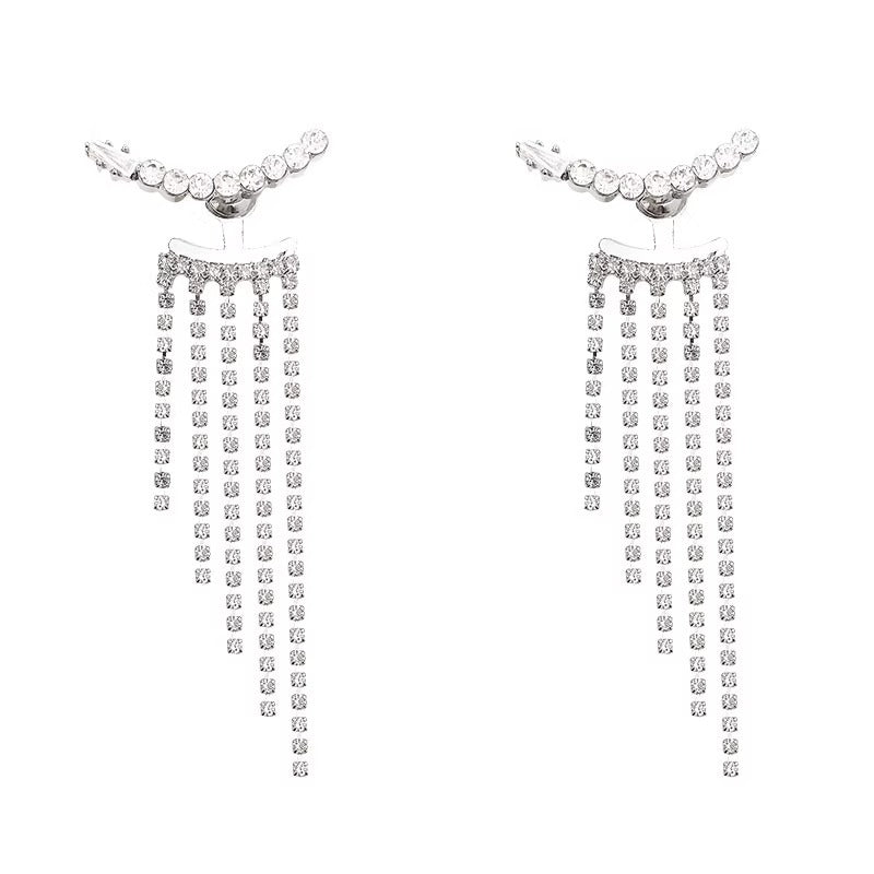 Sterling Silver Sparkling Tassel Earrings